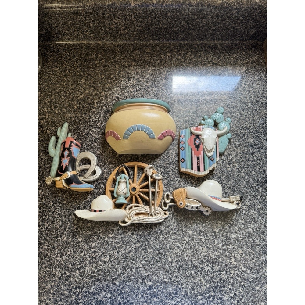 Vintage Burwood Southwest Cowboy Western Wall Home Decor Set of 5 Made in USA
